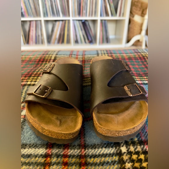Birkenstock Black Leather Zurich Sandals Size 7.5/38/245 - Picture 2 of 6